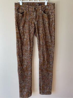 Prana Multicolor Paisley Corduroy Pants in Brown, Mustard & Cream